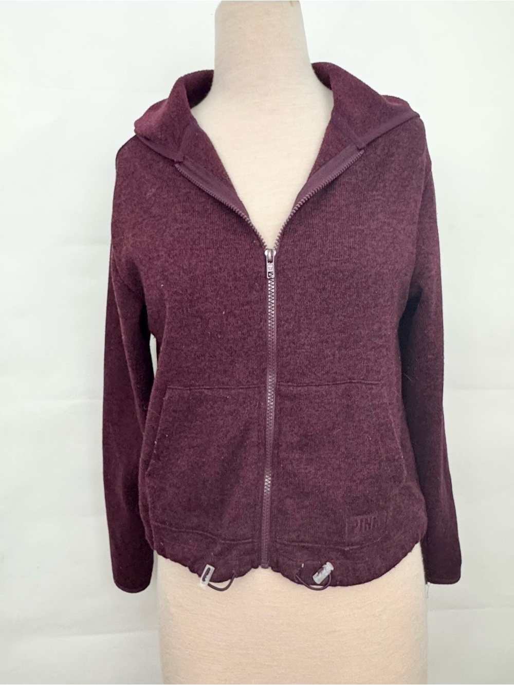 Victoria Secret PINK full zip maroon sweatshirt sweater XS hooded